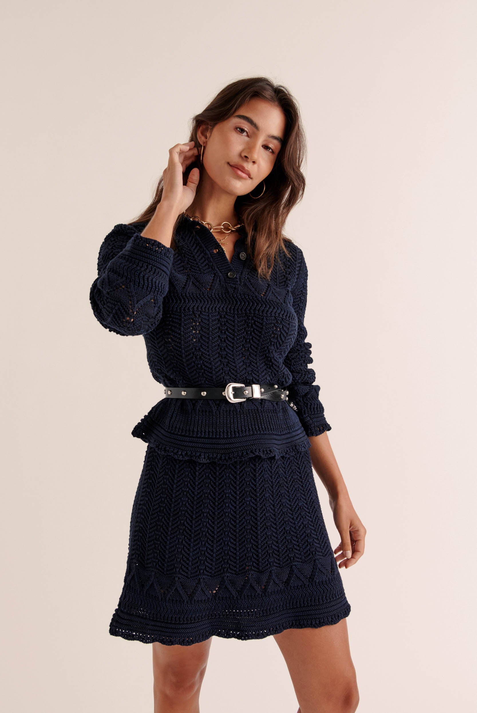 Gwena navy polo shirt