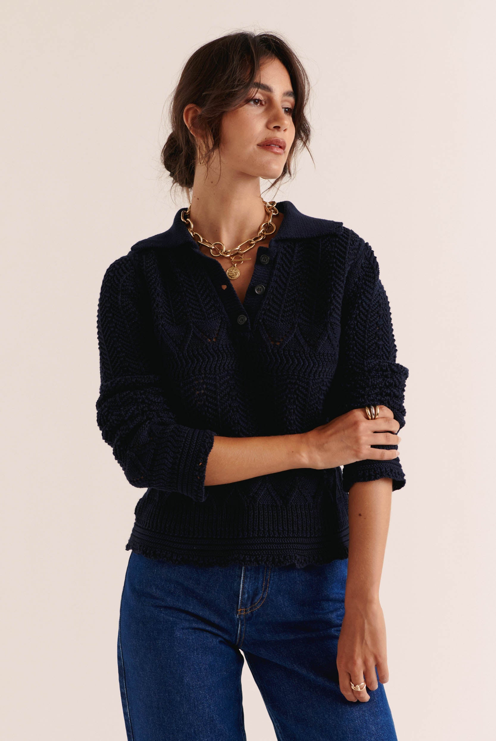 Gwena navy polo shirt