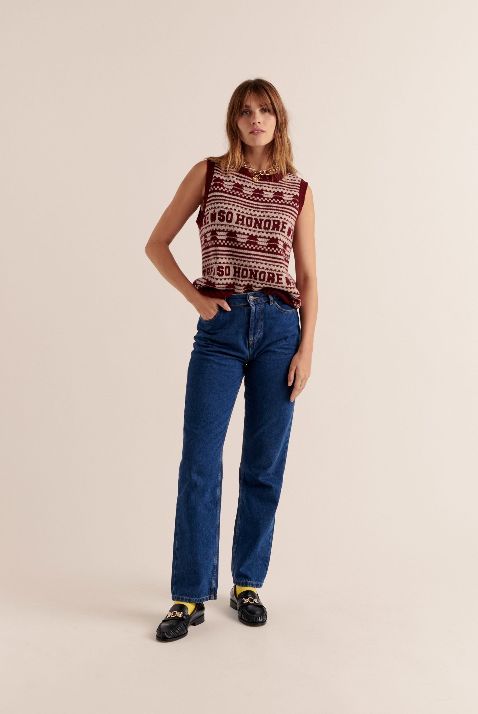 Burgundy and beige Kurt sweater