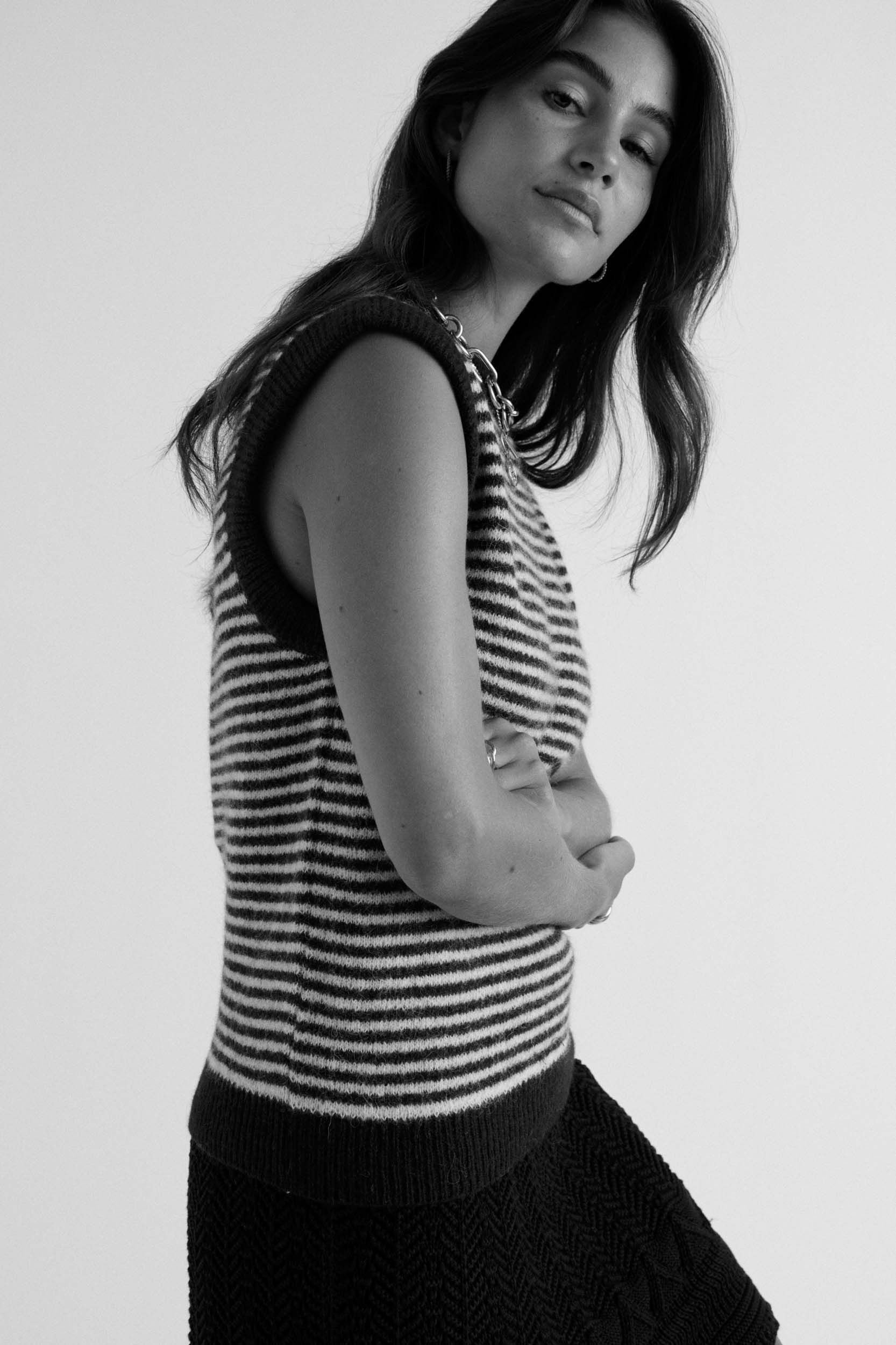 Blue and white striped blason sweater