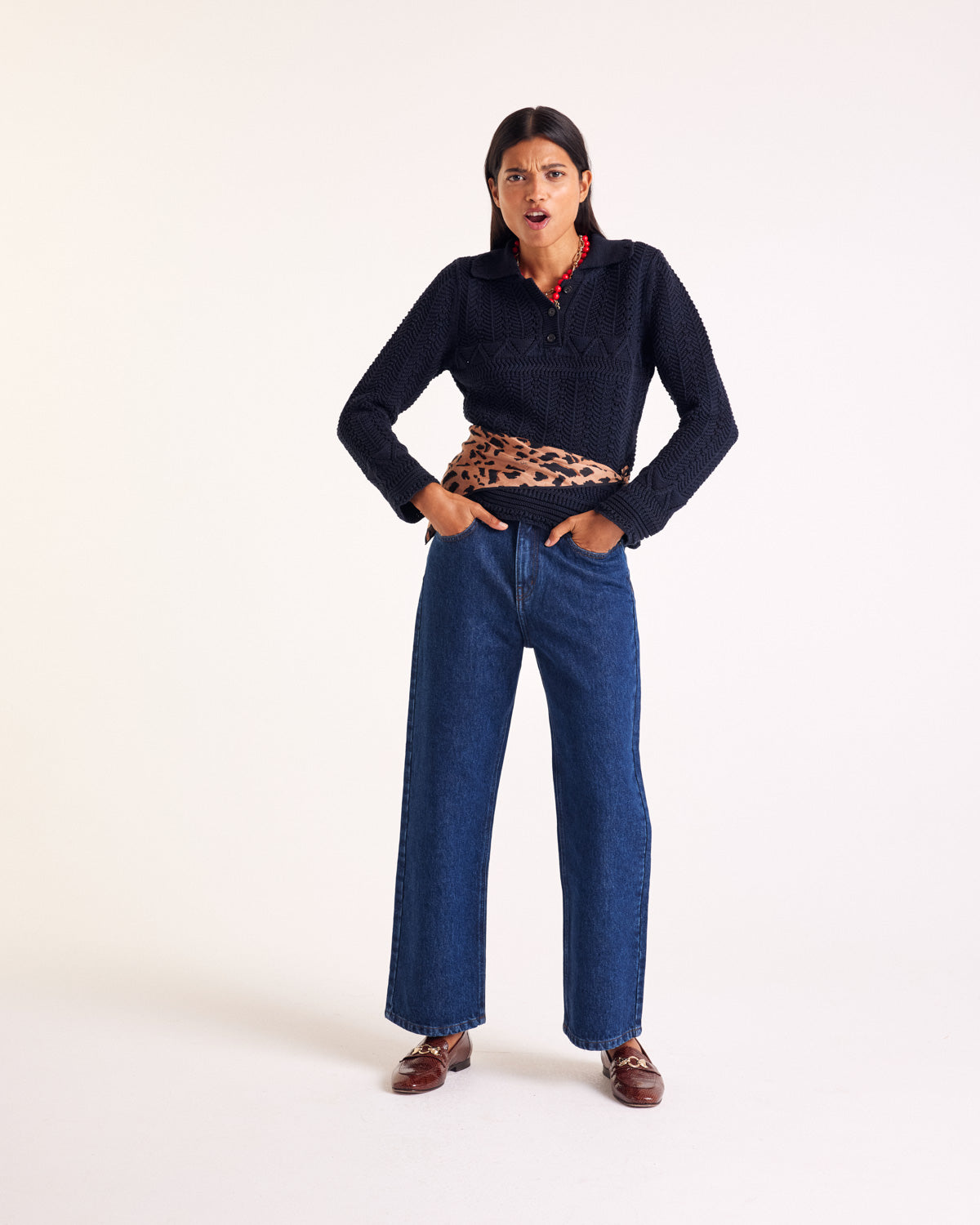 Gwena navy polo shirt