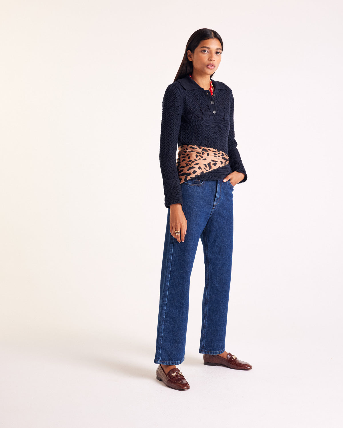 Gwena navy polo shirt