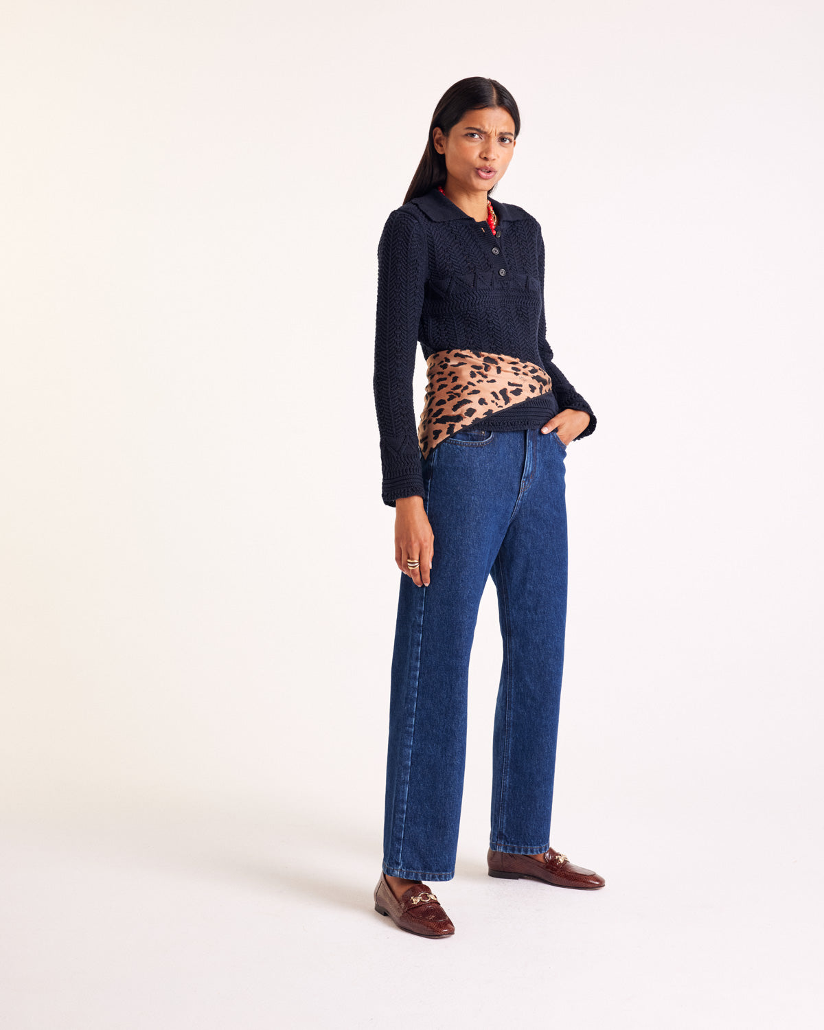 Gwena navy polo shirt