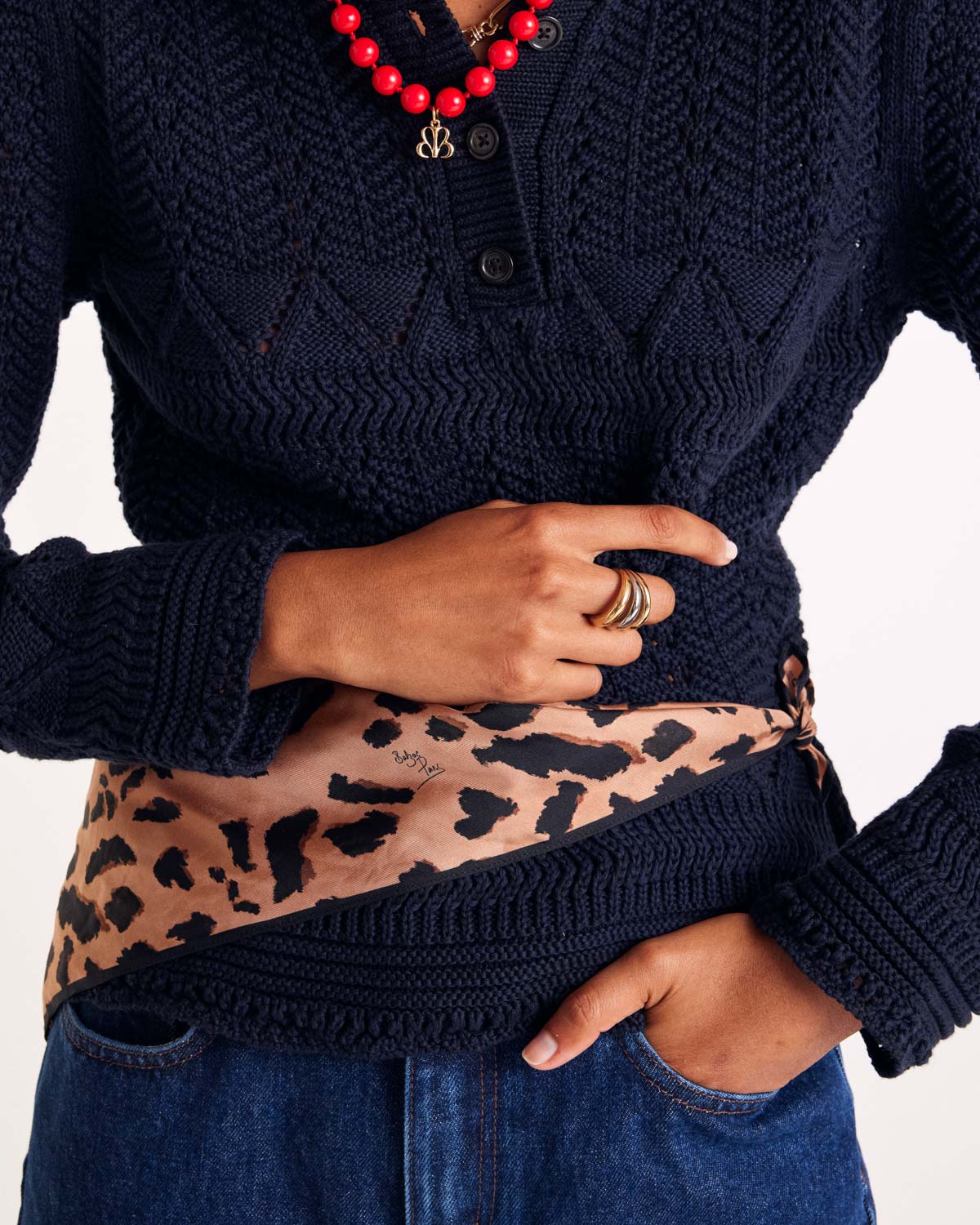 Gwena navy polo shirt