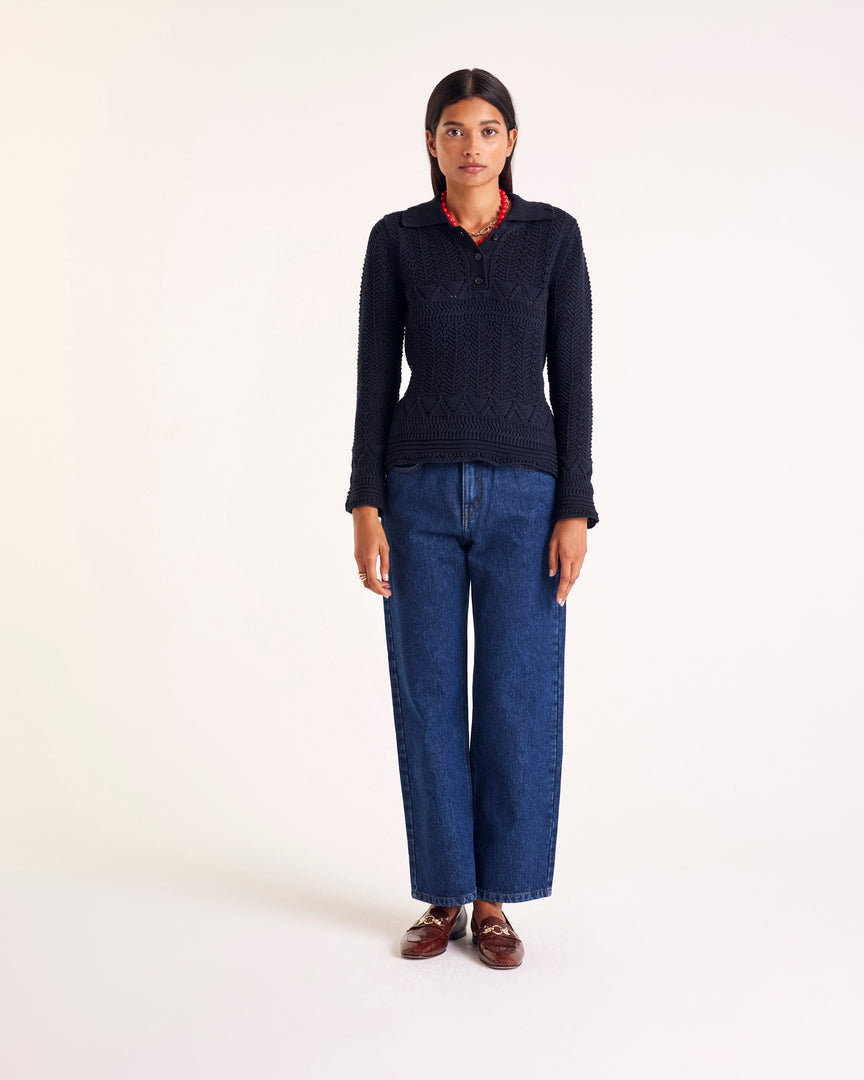 Gwena navy polo shirt