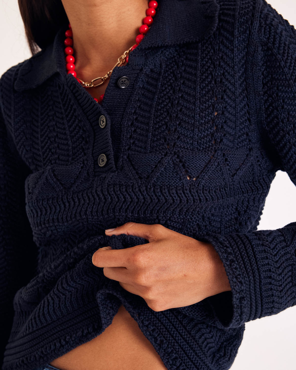 Gwena navy polo shirt