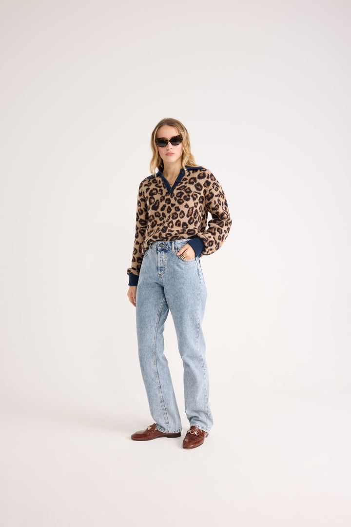 Dulce leopard and blue polo sweater