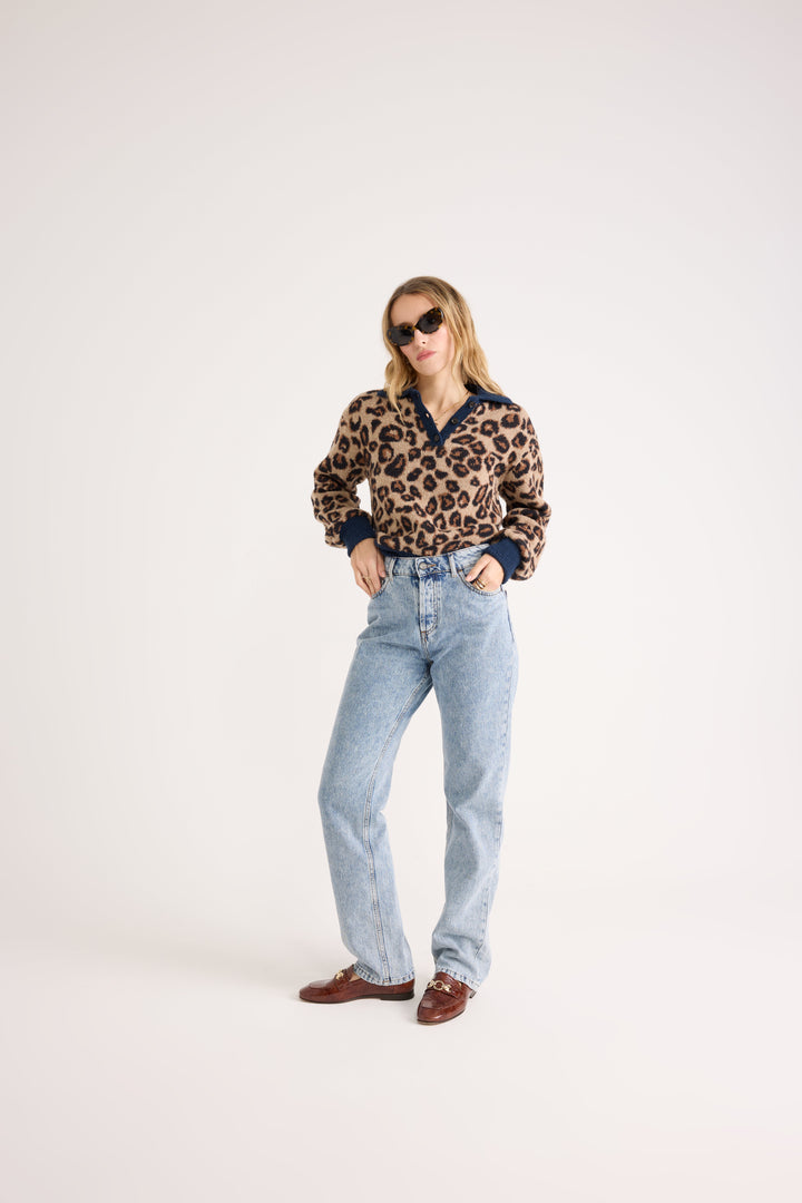 Dulce leopard and blue polo sweater