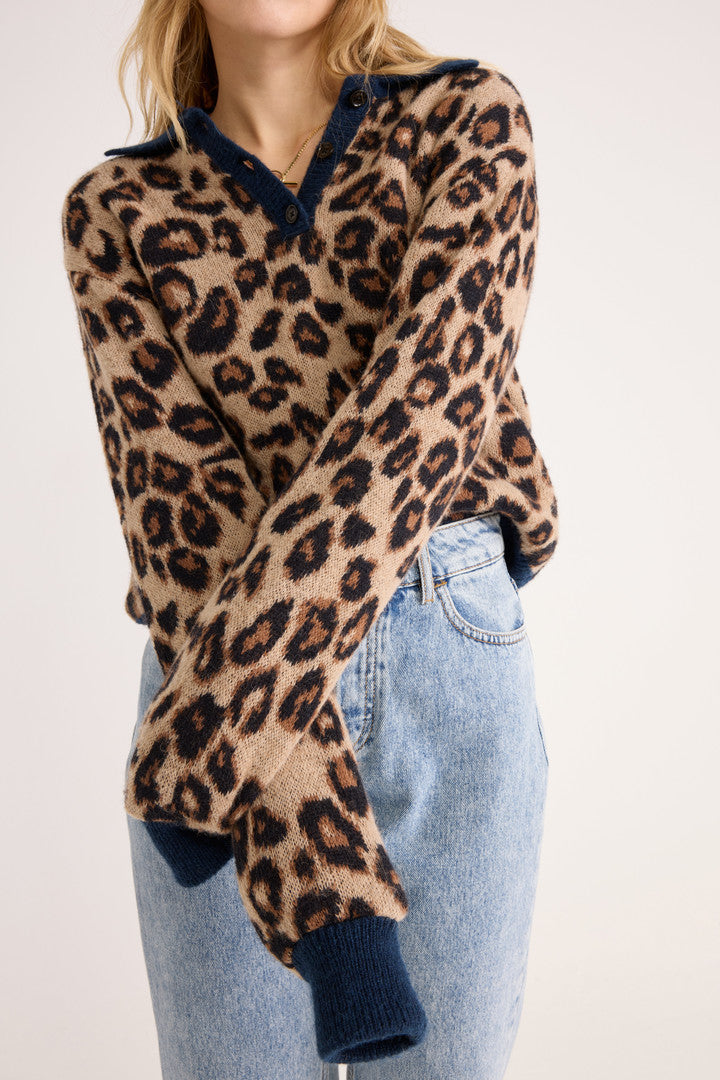 Dulce leopard and blue polo sweater