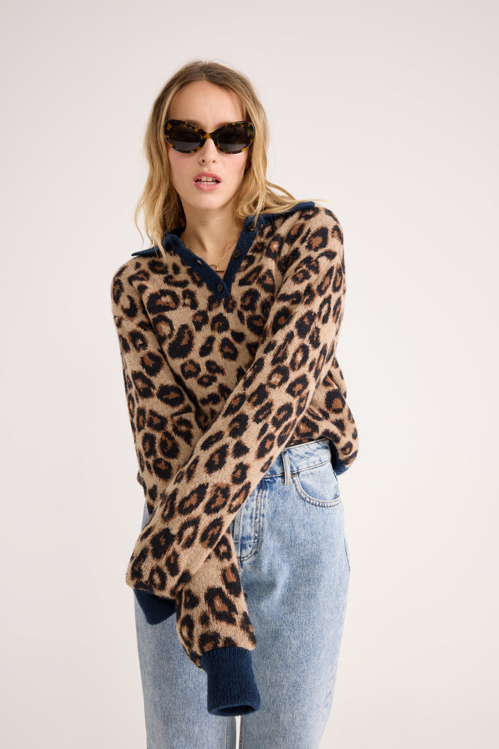 Dulce leopard and blue polo sweater