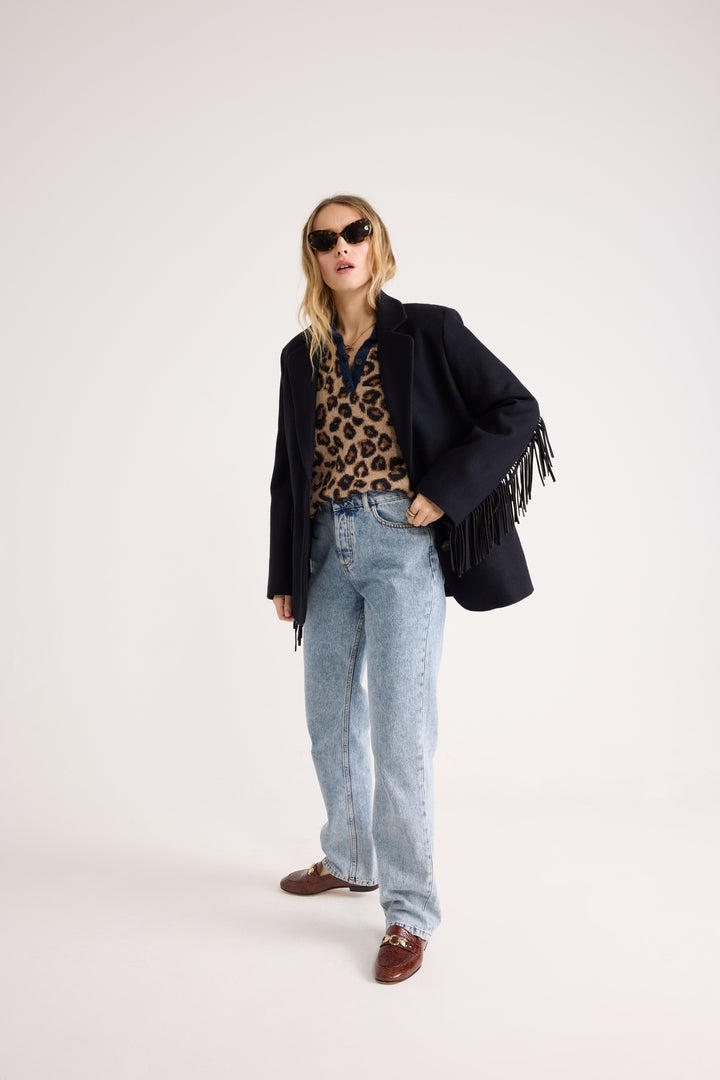 Dulce leopard and blue polo sweater