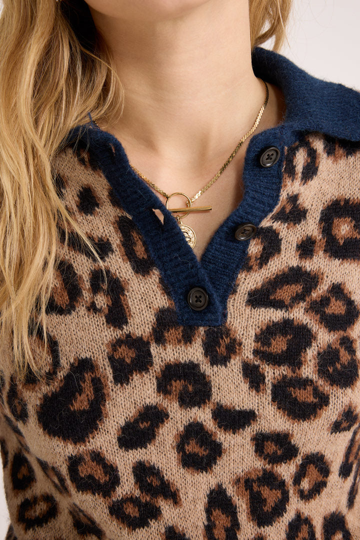 Dulce leopard and blue polo sweater