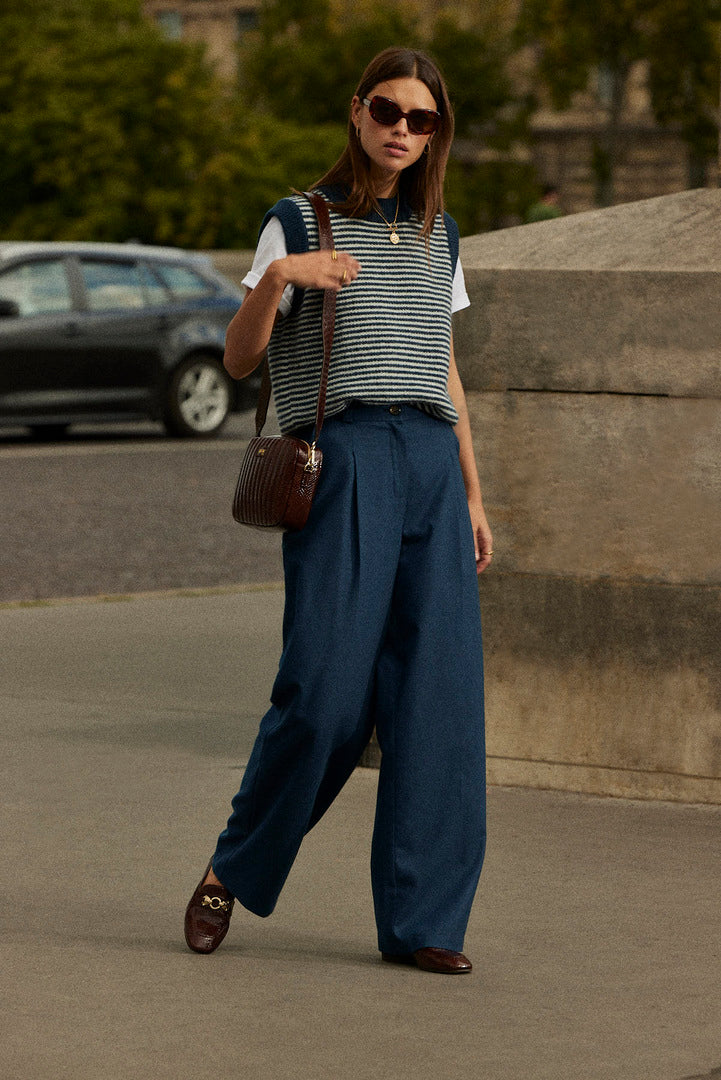 Blue and white striped blason sweater