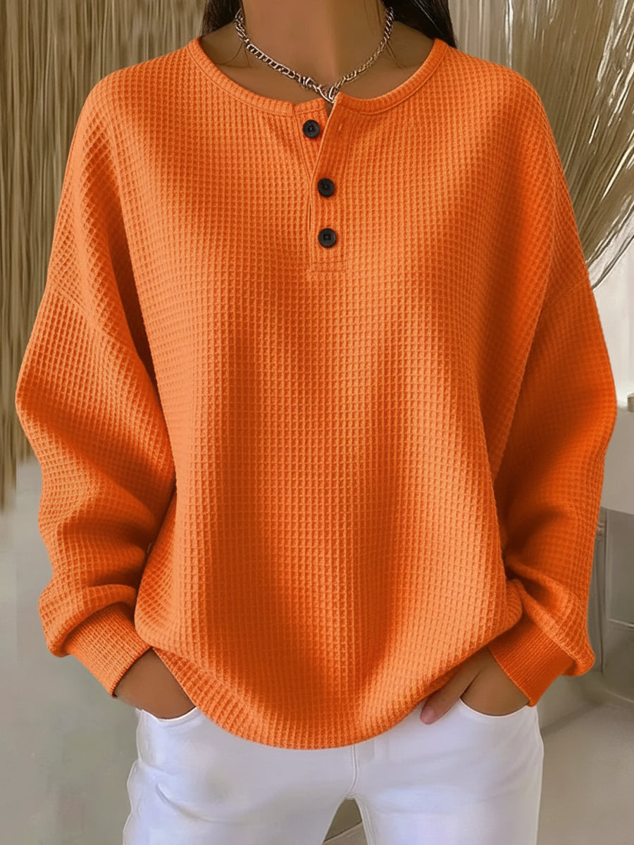 Anne | Sweat-shirt Décontracté à Col en Tissu Nid d'Abeille