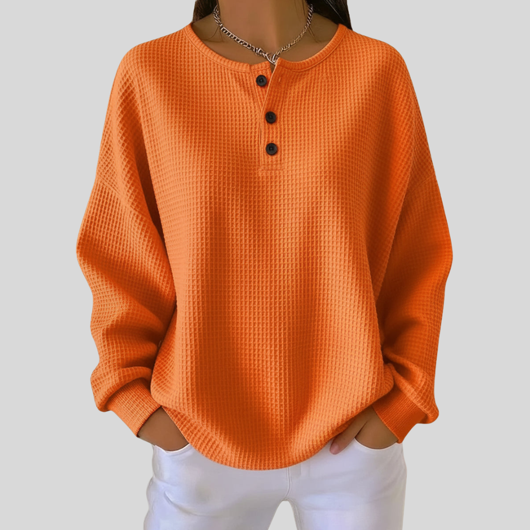 Anne | Sweat-shirt Décontracté à Col en Tissu Nid d'Abeille