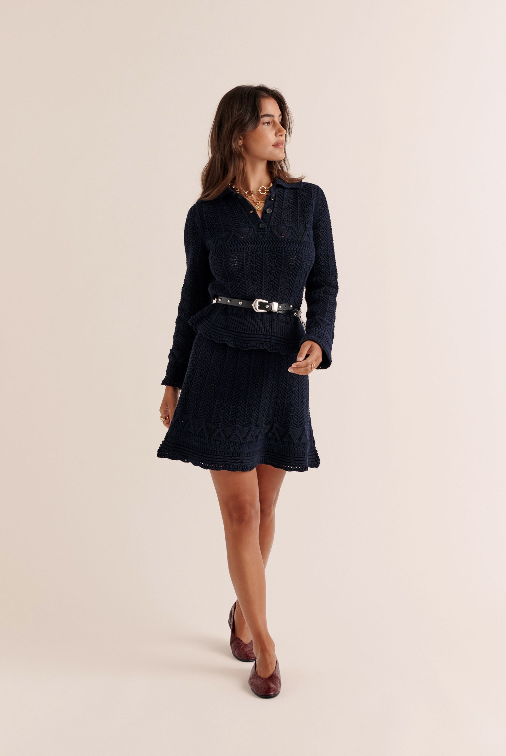 Gwena navy polo shirt