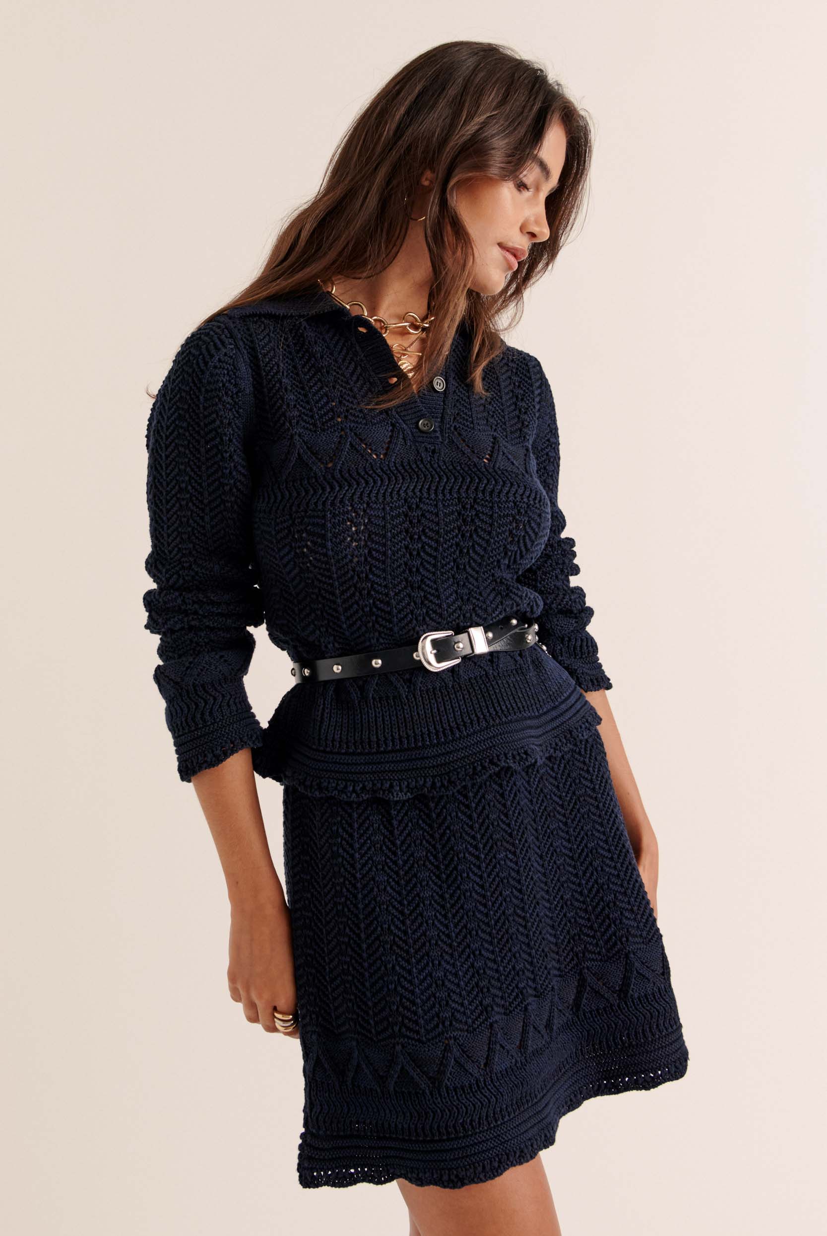 Gwena navy polo shirt