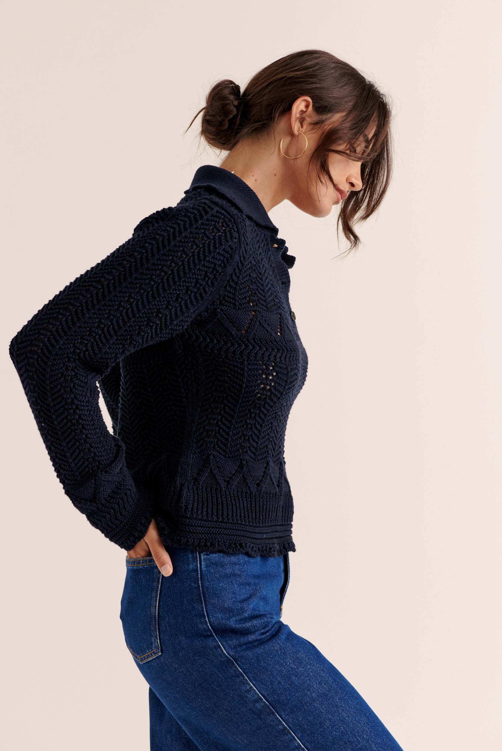 Gwena navy polo shirt