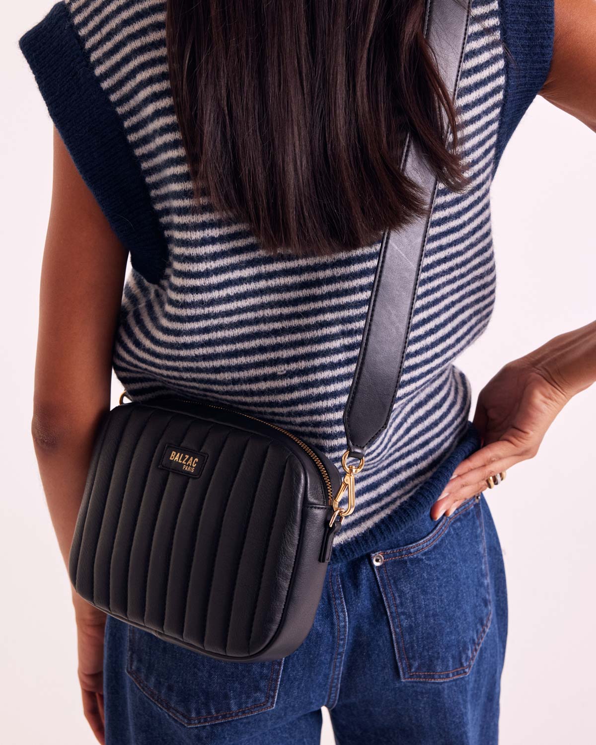 Blue and white striped blason sweater