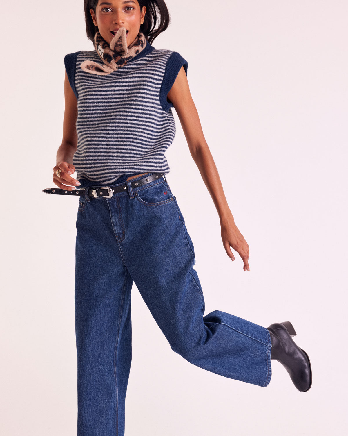 Blue and white striped blason sweater