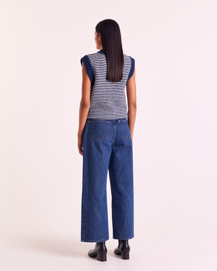 Blue and white striped blason sweater