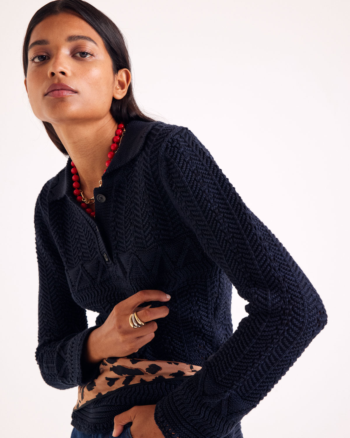 Gwena navy polo shirt