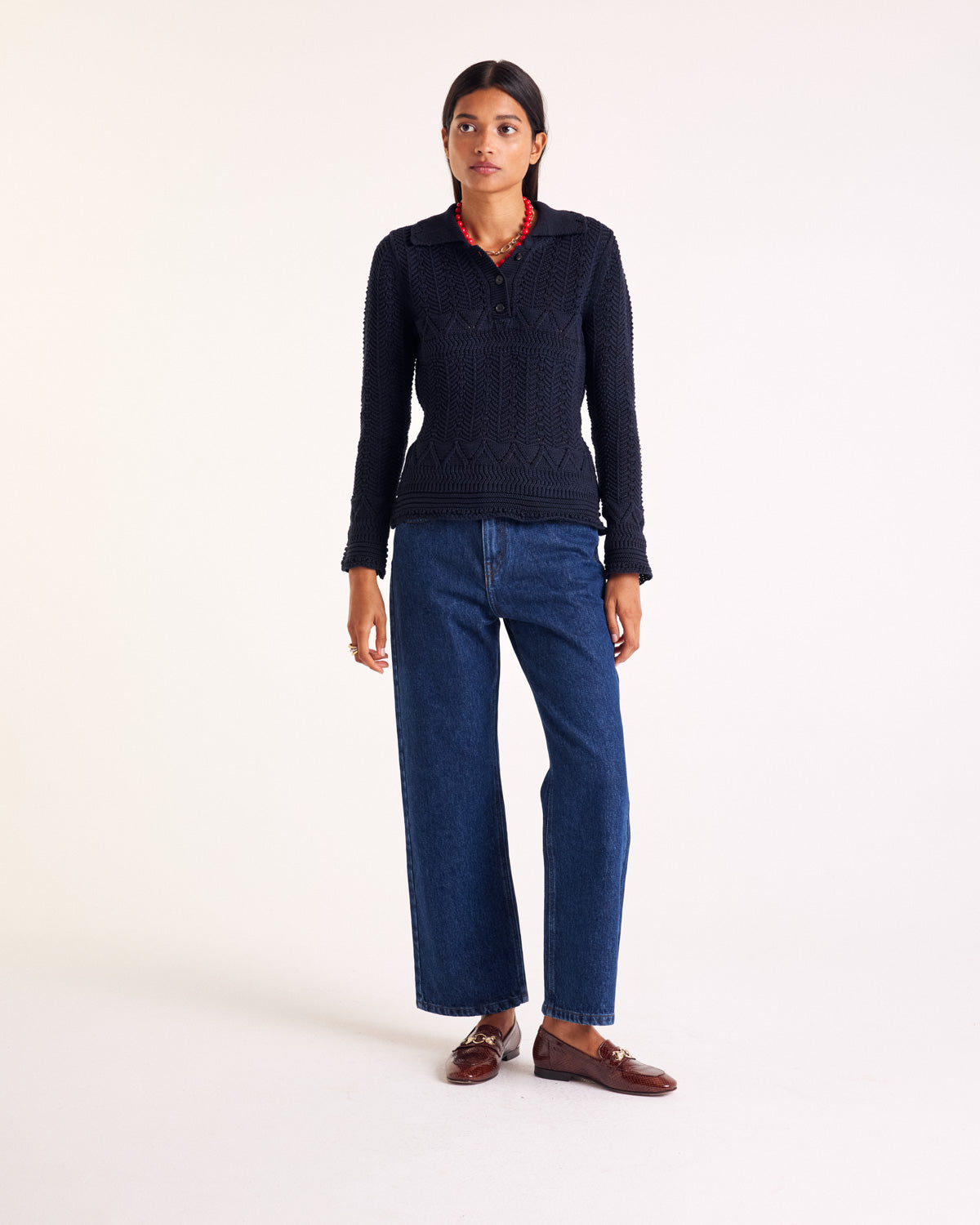 Gwena navy polo shirt