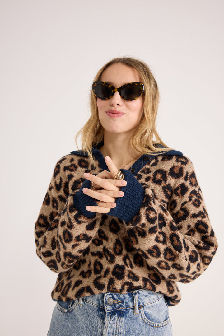 Dulce leopard and blue polo sweater