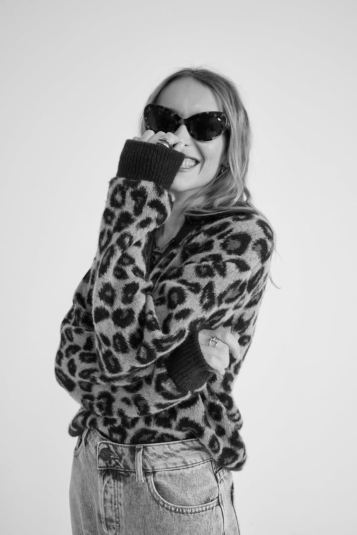 Dulce leopard and blue polo sweater