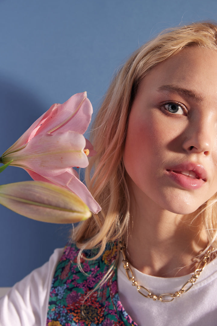 Mike vest in purple, yellow and pink Liberty fabric