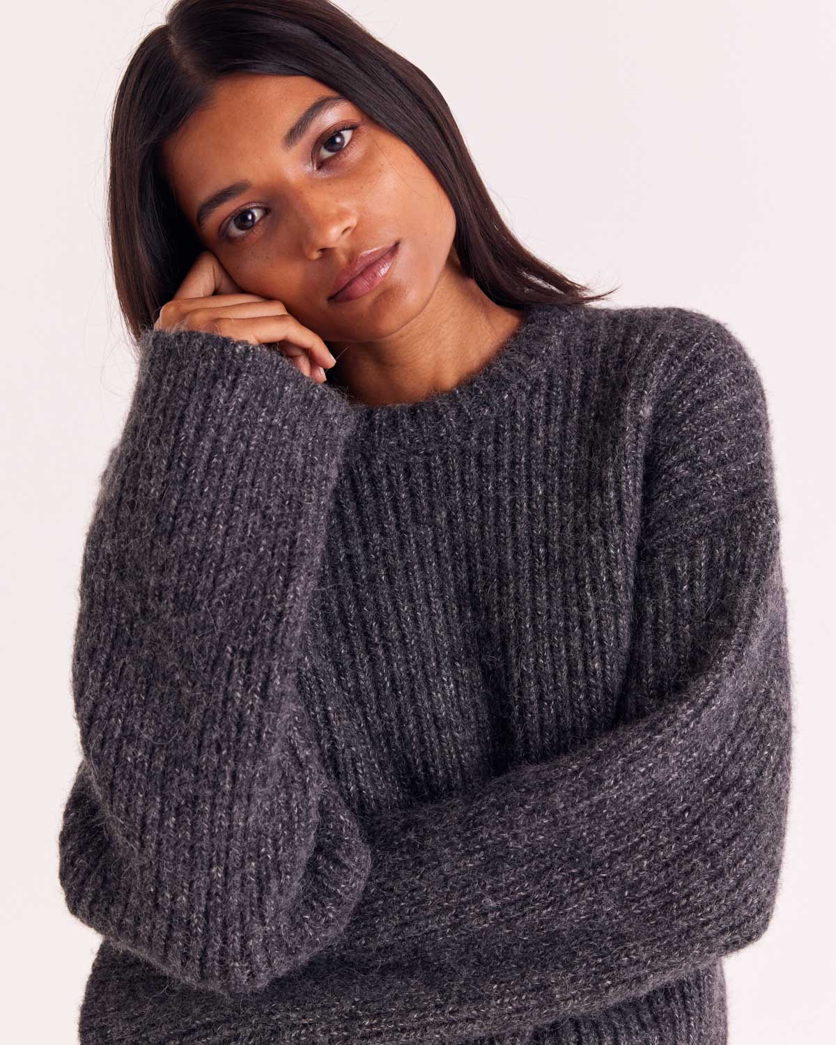 Marled Dark Grey Alyssa Sweater