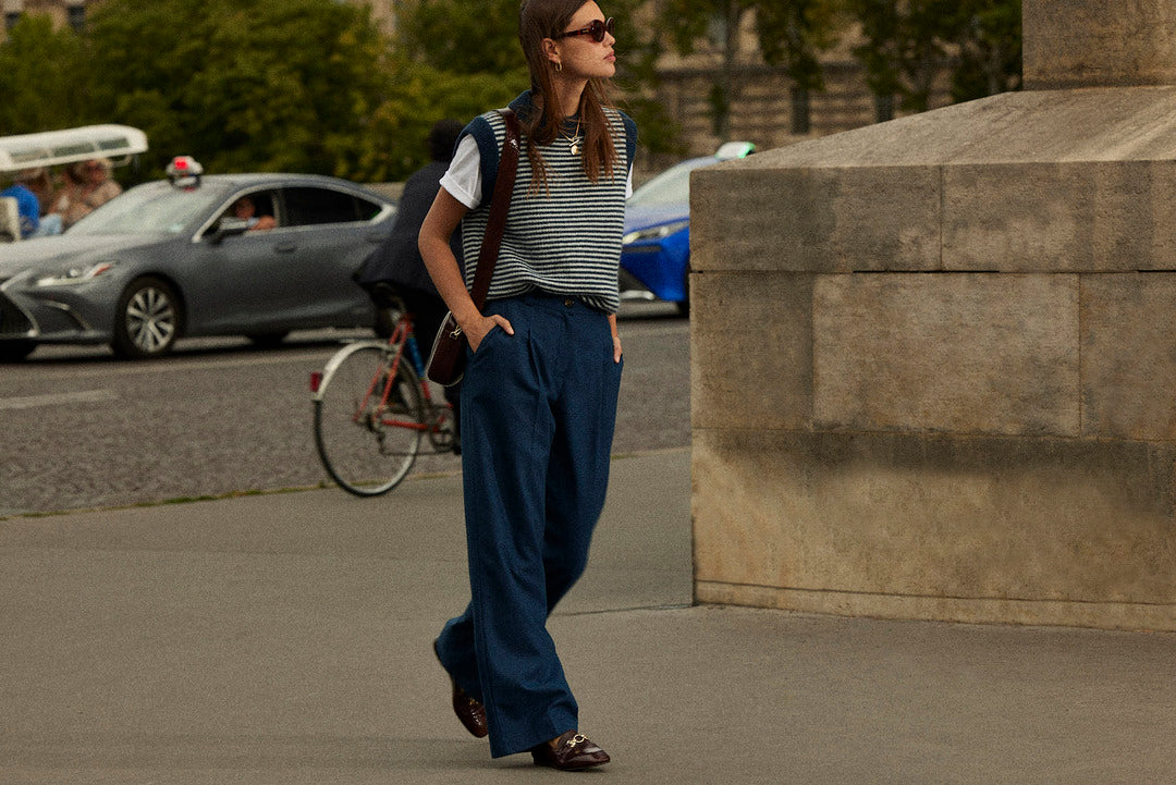 Blue and white striped blason sweater